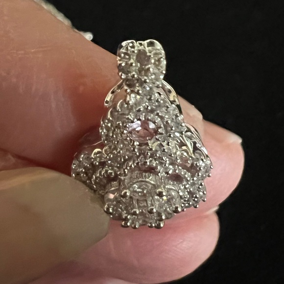 Alwand Vahan 14k Solid White Gold Natural Diamond with Pink Sapphire Pendant-JCP - Picture 5 of 10